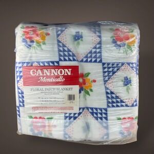 Cannon Monticello Floral Patch Blanket Twin‎ NIP 1970s 1980s Multi Color